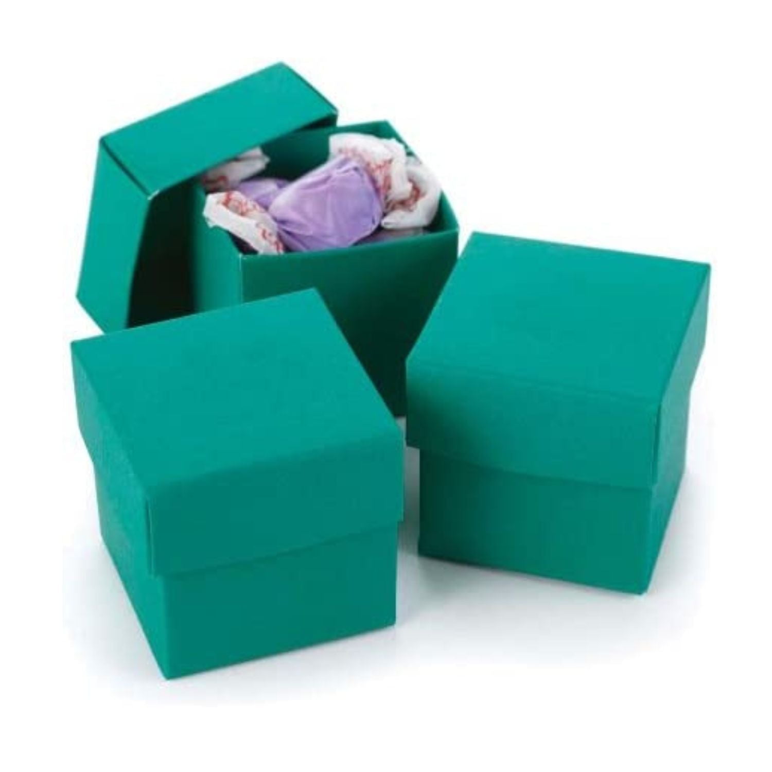 Paper Frenzy Emerald Green 2 Piece Party Favor Boxes with Lids 2x2x2 ...