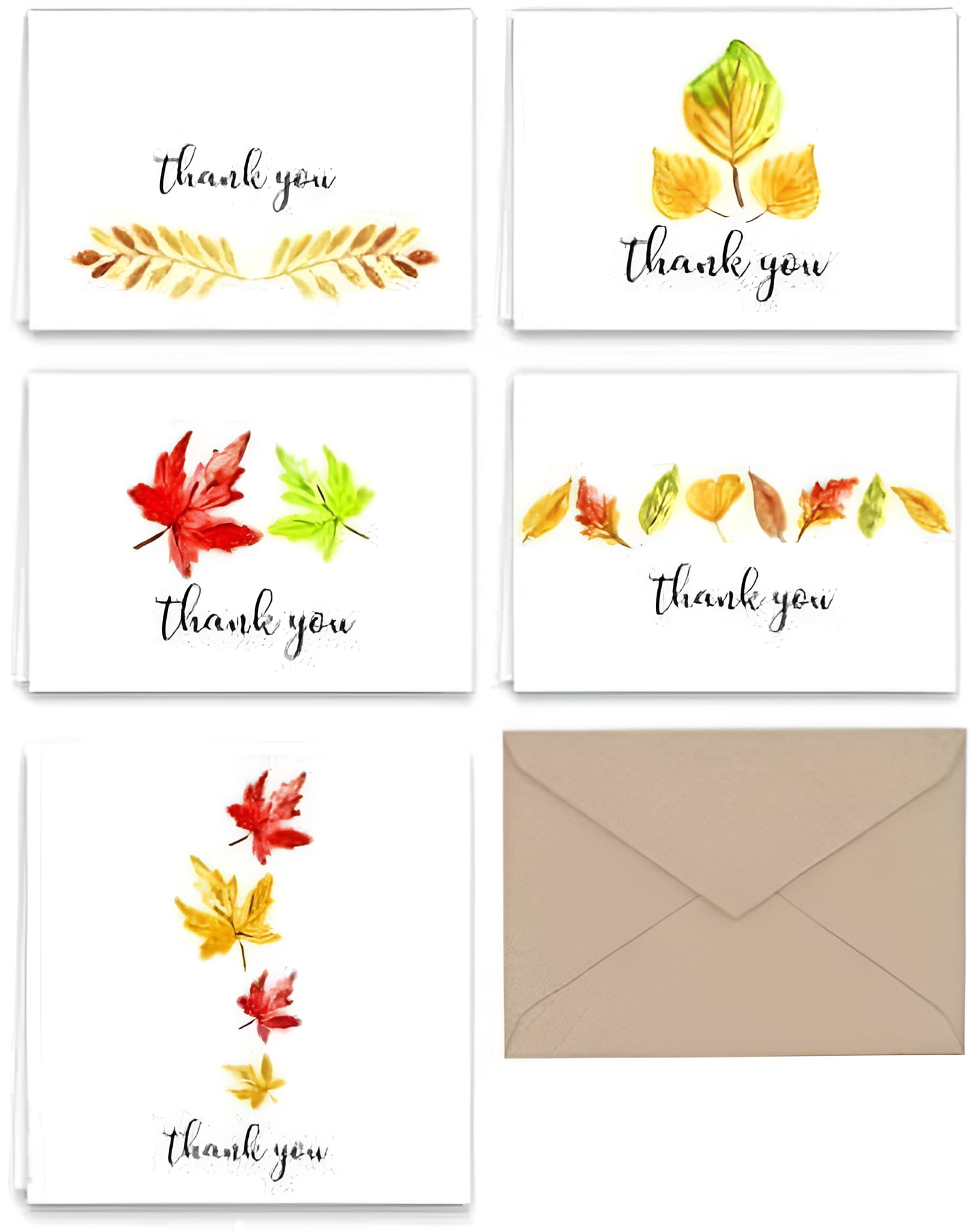 Paper Frenzy Fall Leaves Thank You Note Cards & Kraft Envelopes - 25 ...