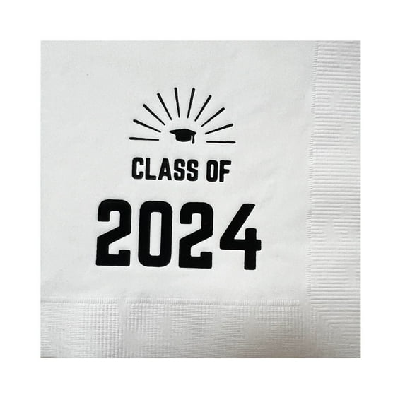 Paper Frenzy Graduation Foil Stamped Party Napkins Class of 2024 - 25 pack, Black