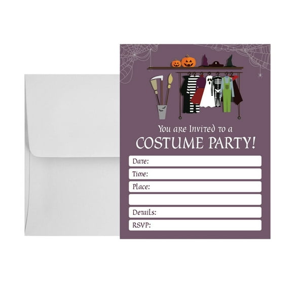 Paper Frenzy Halloween Costume Party Write In Invitations and Envelopes - 25 pack