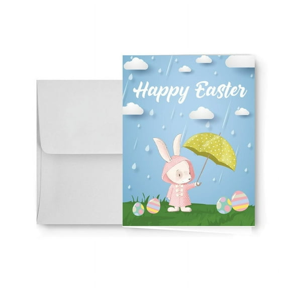 Paper Frenzy Happy Easter Greeting Cards 25 Count, BUNNY IN THE RAIN