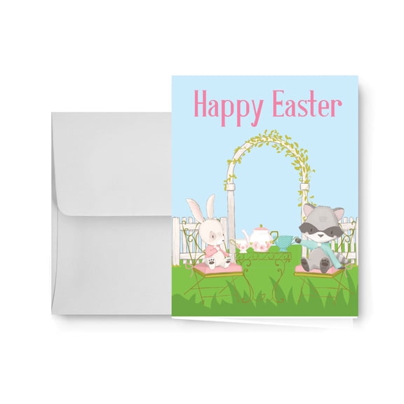 Paper Frenzy Happy Easter Greeting Cards 25 Count, BUNNY TEA PARTY