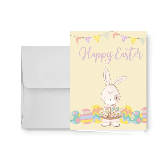 Paper Frenzy Happy Easter Greeting Cards 25 Count, BUNNY WITH EGGS