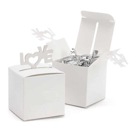 Paper Frenzy Love Pop Up Valentine's Day Favor Boxes White, 2x2x2 (25 pack)