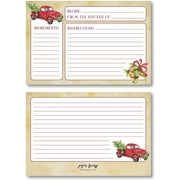 Paper Frenzy Nostalgic Red Truck with Tree Holiday 4 x 6 Recipe Cards 25 pack Double Sided