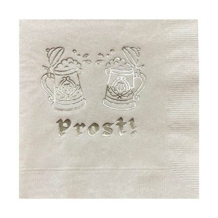 Paper Frenzy Octoberfest Prost Gold Foil Printed Cocktail Beverage Napkins - 25 pack
