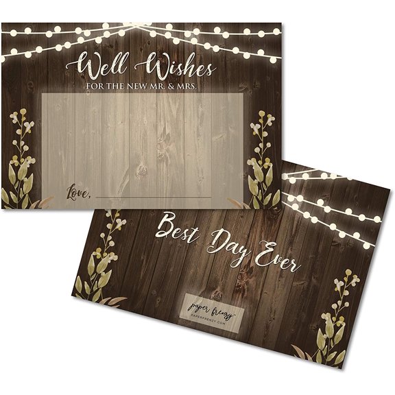 Paper Frenzy Rustic Well Wishes Cards - pack of 25, white