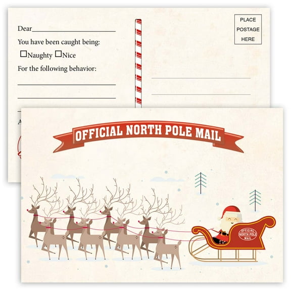 Paper Frenzy Santa Mail Postcards You've Been Caught Being Naughty or Nice - 25 pack