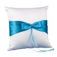 thumbnail image 1 of Paper Frenzy White with Turquoise Aqua Bow Wedding Ring Bearer Pillow, Turquoise Bow, 1 of 1