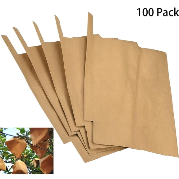 Paper Fruit Bags for Fruit Trees,Happon 100 Pcs 6.3x7.8 inch Fruit Protection Bags with Wire,Garden Fruit Cover Bag for Grape, Tomato, Peach, Apple, Flower