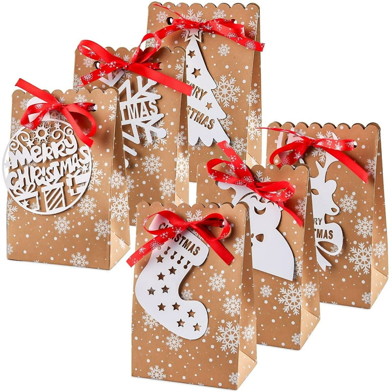 Paper Gift Bag Christmas Paper Boxes Kraft Paper Christmas Gift Bags Gift Bags With 24 White Christmas Tags And Ribbon Kraft Gift Bags For Candy