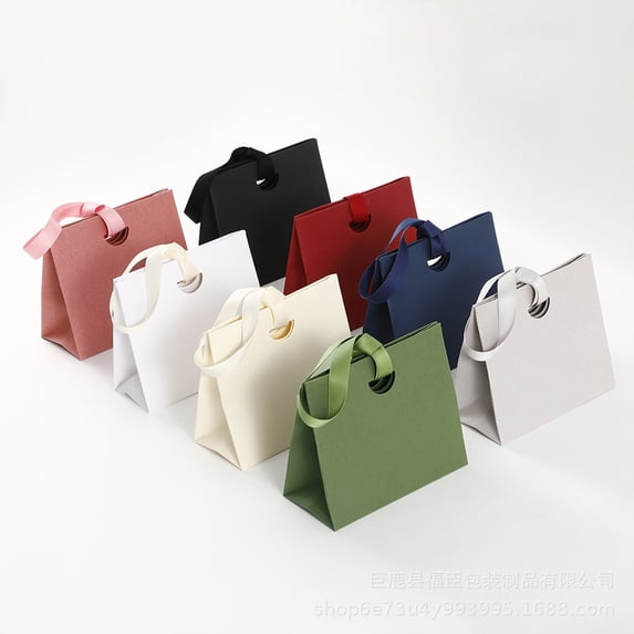 Paper Gift Bags Handles, Multi Purpose Tote Gift Wrapping, Party Favor Bags, Retail Shopping Pouches 6x3 Inch Beige