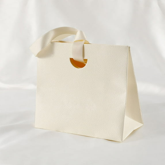 Paper Gift Bags with Handles - Reusable Handbag Style for Party Favors, Wedding Gifts, Shopping, and Everyday Use, Durable and Eco-Friendly, Beige Color