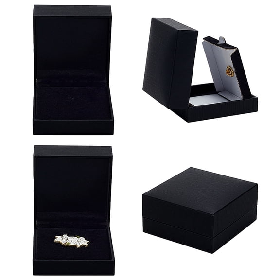 Paper Gift Box Rectangle Black 7.1x6.6x3.55cm for DIY