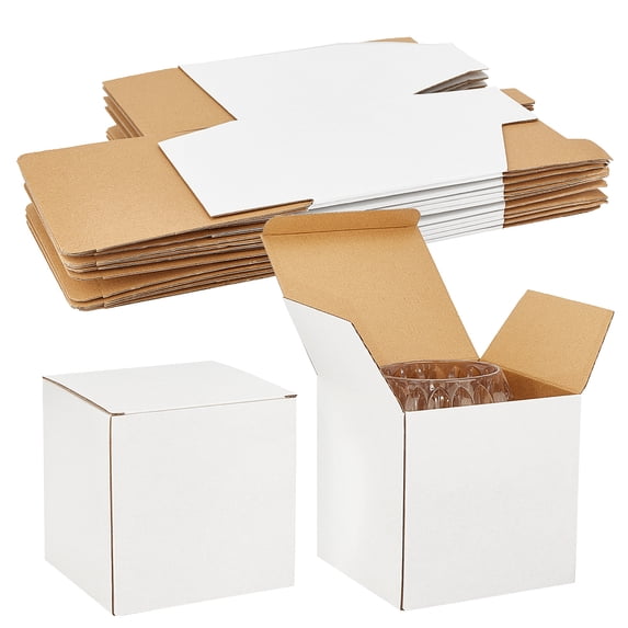 Paper Gift Box Wedding Decoration Folding Boxes Square White 15x15x15cm