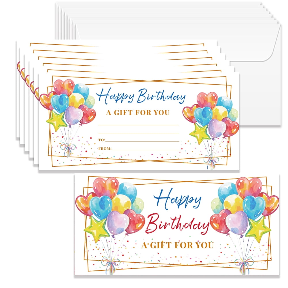 Paper Gift Card Invitation Cards for Birthday Wedding Party Rectangle Balloon 170x85mm 40pcs/set