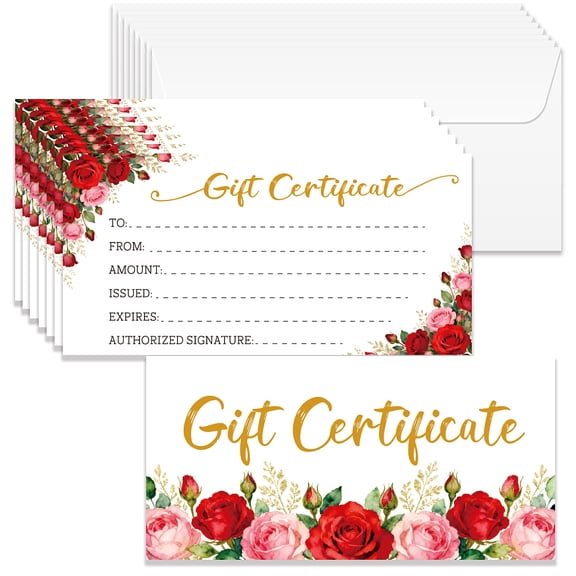 Paper Gift Card Invitation Cards for Birthday Wedding Party Rectangle June Rose 170x85mm 40pcs/set