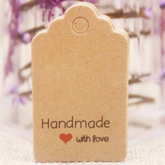 Paper Gift Tags Hange Tags For Arts and Crafts For Wedding Valentine's Day Rectangle with Word Handmade with Love BurlyWood 50x30x0.4mm DIY