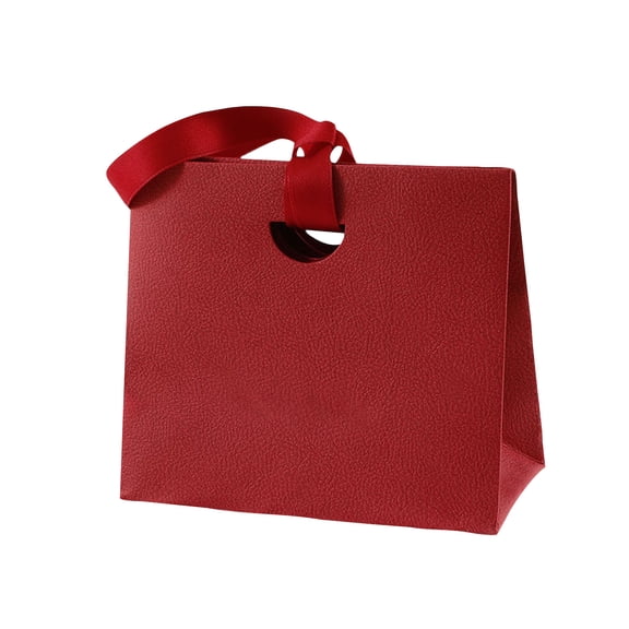 Paper Gift Tote Bag, Multi Purpose Present Wrapping Pouch for Daily Gift Box Packaging Use for Gift Giving Occasion 6x3Inch Red