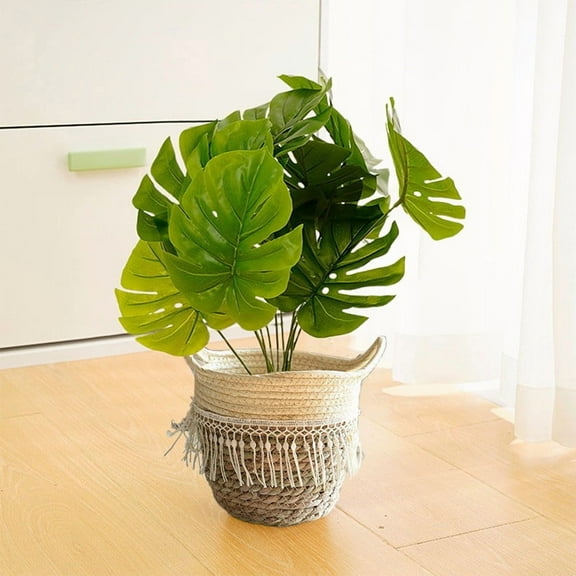 Paper Grass Woven Flower Basket, Double Ear Oval Storage Pot, Beige, 10.24x8.66x8.66in, Living Room Decoration