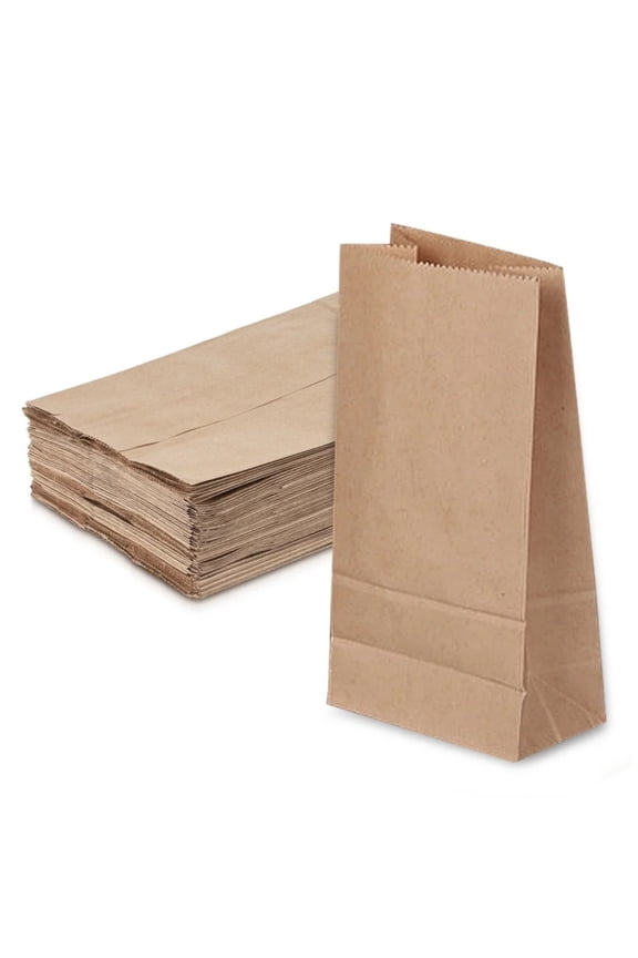 Paper Grocery Bags (50 Pcs Bulk) Heavy Duty Brown Paper Bag, Large Grocery Kraft Sacks, for Takeout, Restaurant, Retail, Shopping, 3.54x2.16x7.08"