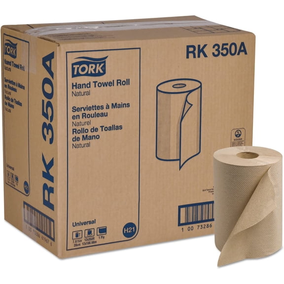 Paper Hand Towel Roll Natural H21, Universal, 100% Recycled Fiber, 12 Rolls x 350 ft