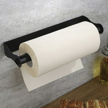 Xiyztok Paper Holder Paper Towel Holder Under Cabinet Wall Mount Stainless Steel Heavy Duty Paper Roll Hanger Adhesive or Drilling Paper Towel Rack Toilet Roll Holder for Kitchen Bathroom,Black