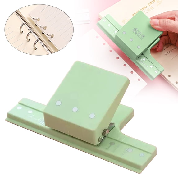 Paper Hole Punch - 3 6 9 Hole Adjustable Punch for Paper - Manual Document Binding Punch - Portable Paper Cutter for Crafting - 1 Pack Green