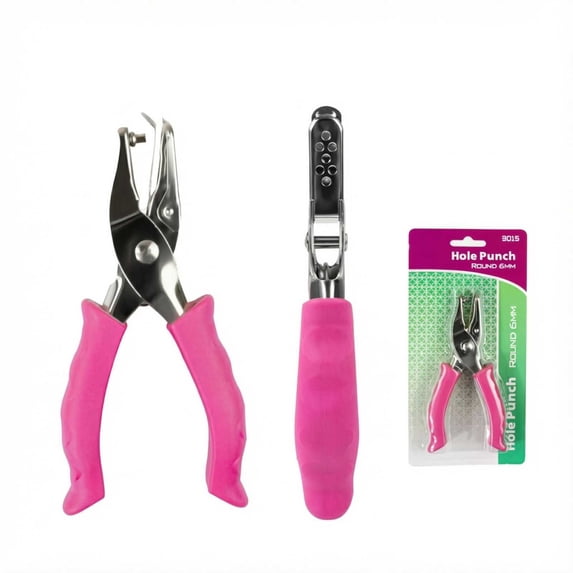 Paper Hole Punch Pink Single Hand Plier for Crafts Planner Journal Leather and Fabric Projects
