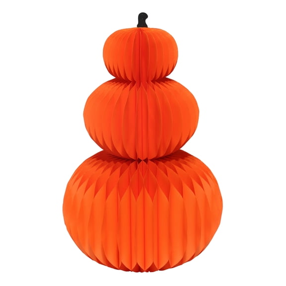 Paper Honeycomb Stacked Pumpkin Decoration, Orange, 35 in, Halloween by Way To Celebrate