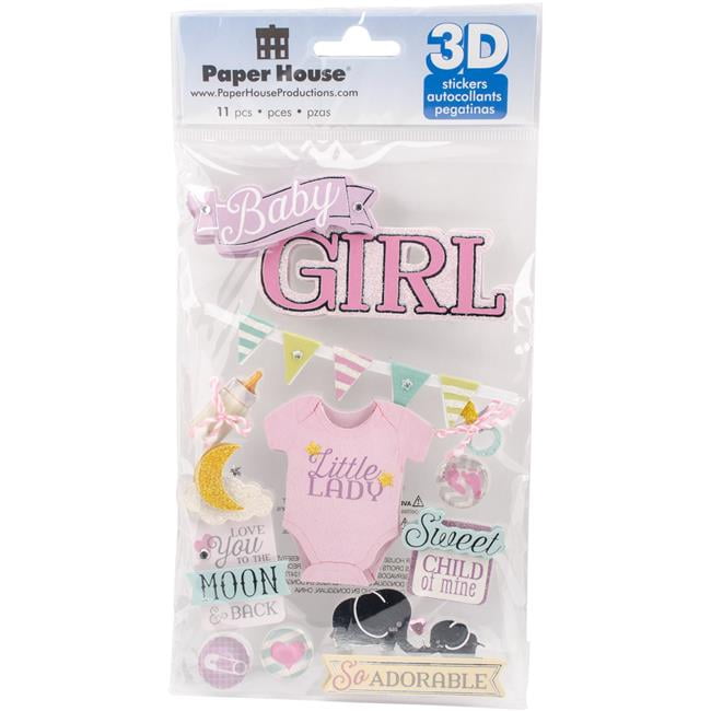 Paper House 3D Stickers 4.5"X8.5"-Baby Girl