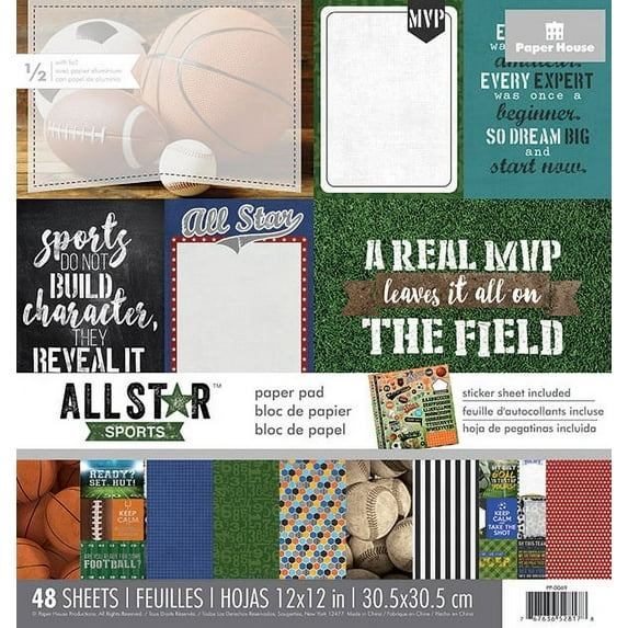 Paper House Productions All Star - Paper Pad 12 x 12, 48 Pages 50% foil