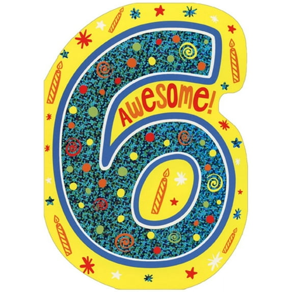 Paper House Productions Awesome Six Die Cut Foil Age 6 / 6th Birthday Card