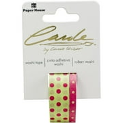Paper House Productions Carole Shiber Perky Polka Dots Green & Fuchsia Set of 2 Foil Accent Washi Tape Rolls for Scrapbooking and Crafts