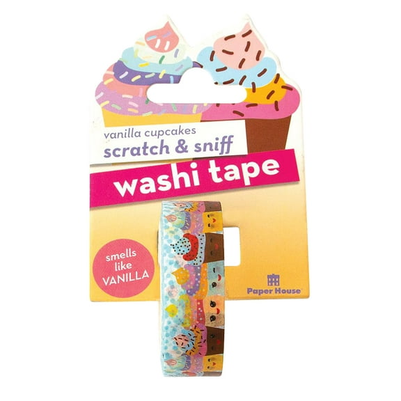 Paper House Productions Kawaii Cupcakes Vanilla Scented Scratch & Sniff Fun Print 15mm Washi Tape for Crafts and Scrapbooking