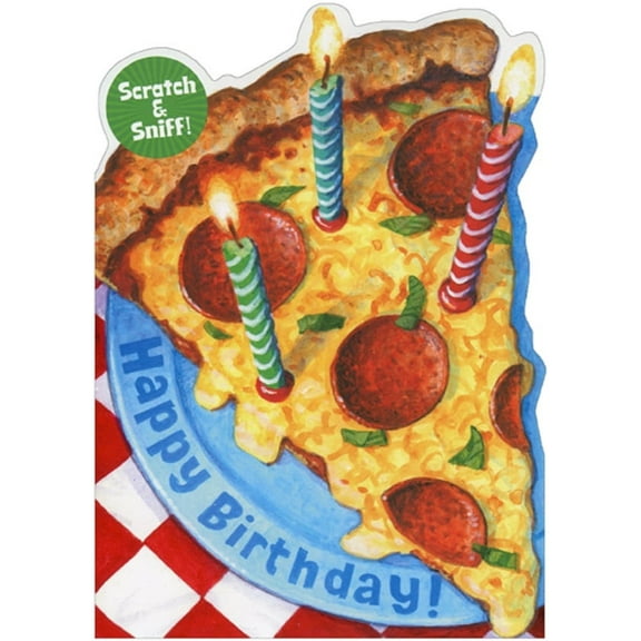 Paper House Productions Pizza Slice Scratch and Sniff Juvenile Birthday Card for Kids : Children