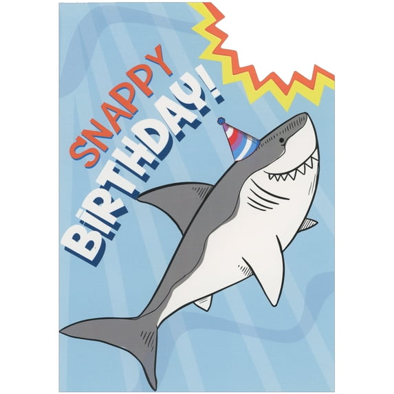 Paper House Productions Snappy Birthday: Shark with Party Hat Die Cut Bite Mark Birthday Card for Kid
