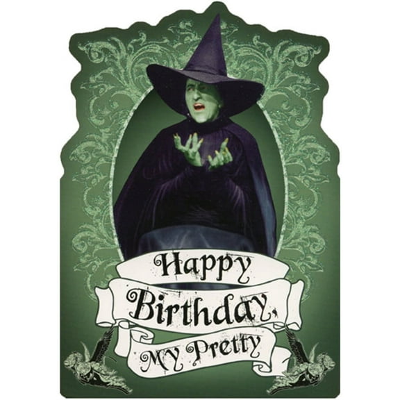 Paper House Productions Wicked Witch Sparkling Green Die Cut Glitter Wizard of Oz Birthday Card For Her / Girls