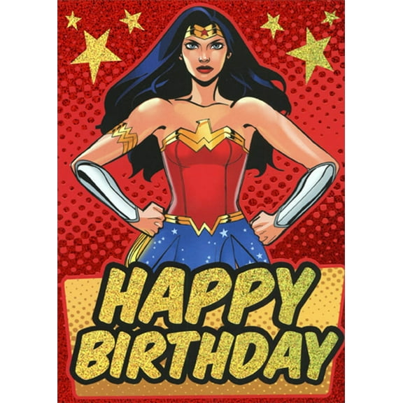 Paper House Productions Wonder Woman on Red Foil Juvenile Birthday Card for Kids : Children