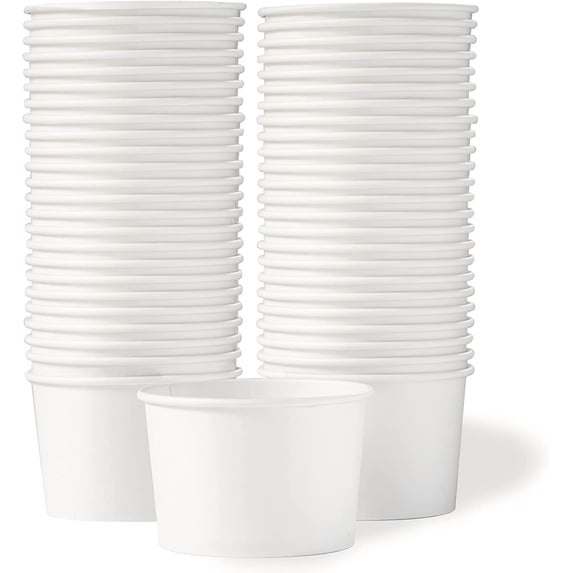 Paper Ice Cream Cups - 50-Count 16-Oz Disposable Dessert Bowls for Hot or Cold Food, 16-Ounce Party Supplies Treat Cups for Sundae, Frozen Yogurt, Soup, White
