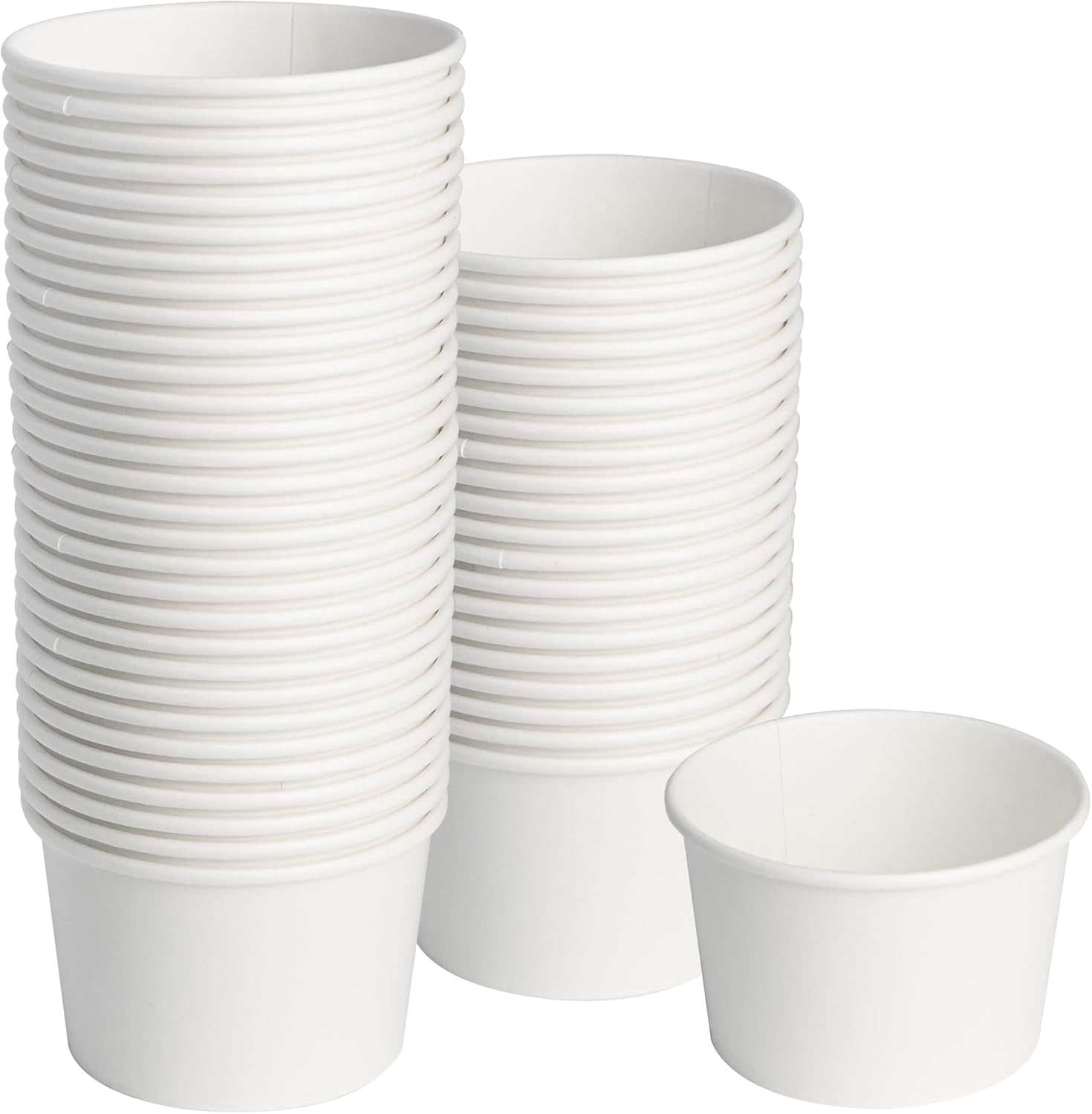 Paper Ice Cream Cups, 50pcs 8oz Disposable Dessert Bowls for Hot or Cold Food, Lids Not Included, Paper Snack Containers for Sundae, Frozen Yogurt, Soup (White)