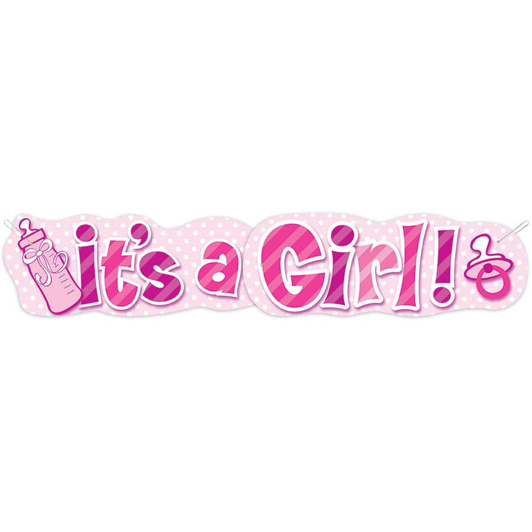 Paper It s a Girl Baby Shower Banner 4.5 ft Pink 1ct Walmart
