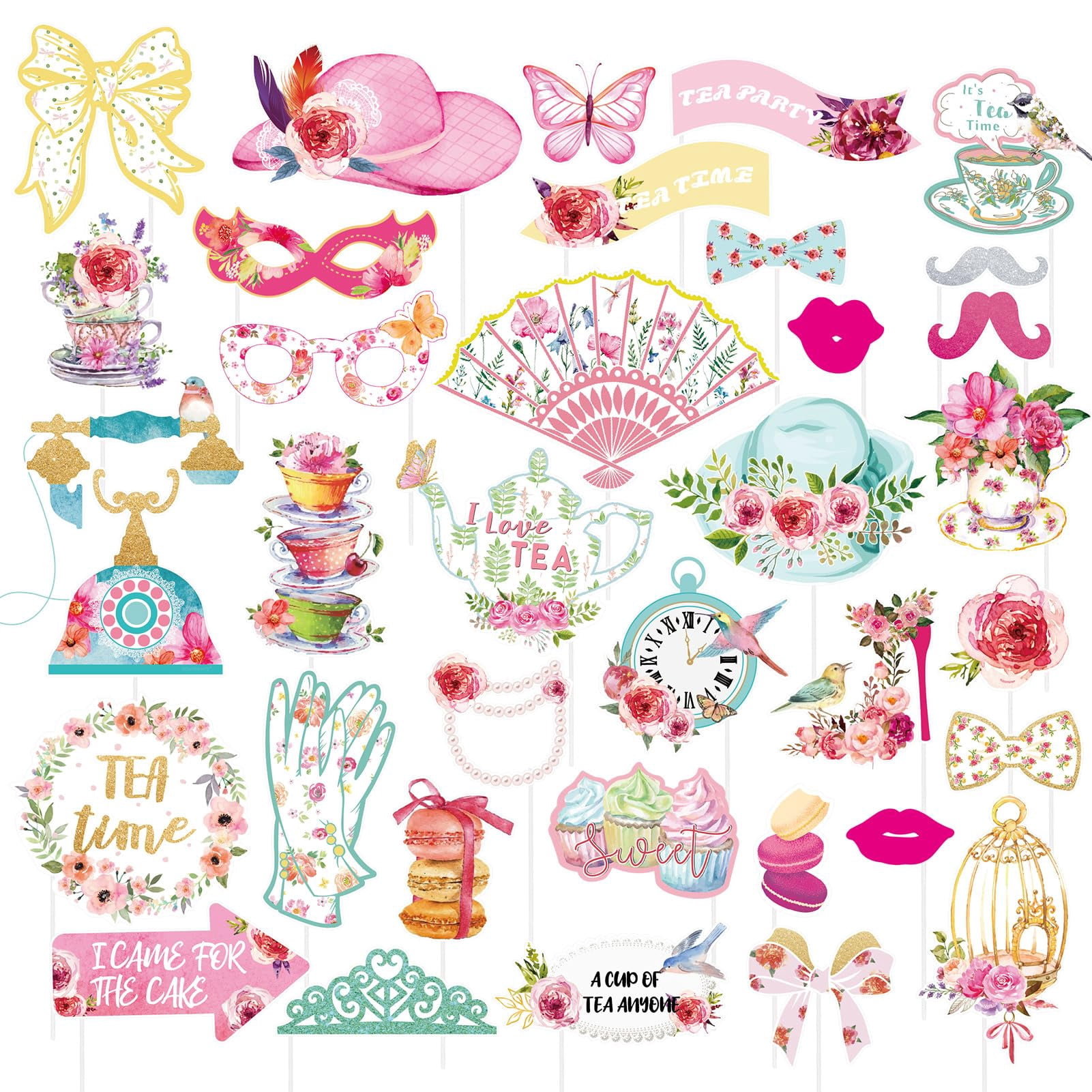 Paper Jazz Tea Party Photo Booth Props Alice in Wonderland Tea Party ...