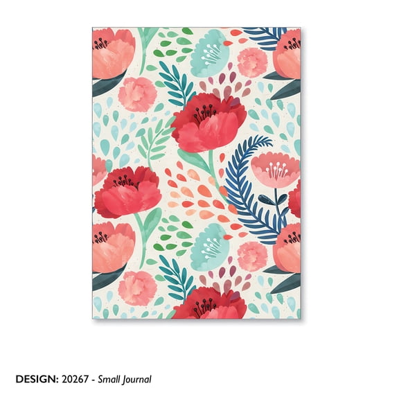 Viabella Red Poppy Flowers Pattern Standard Journals, Multicolor, 100 Pages, 4 Count, 4 Pack