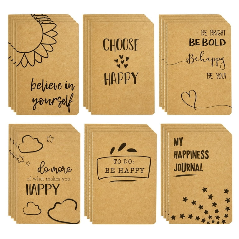 Paper Junkie 24 Pack Journals for Kids - Let's Be Happy Journals