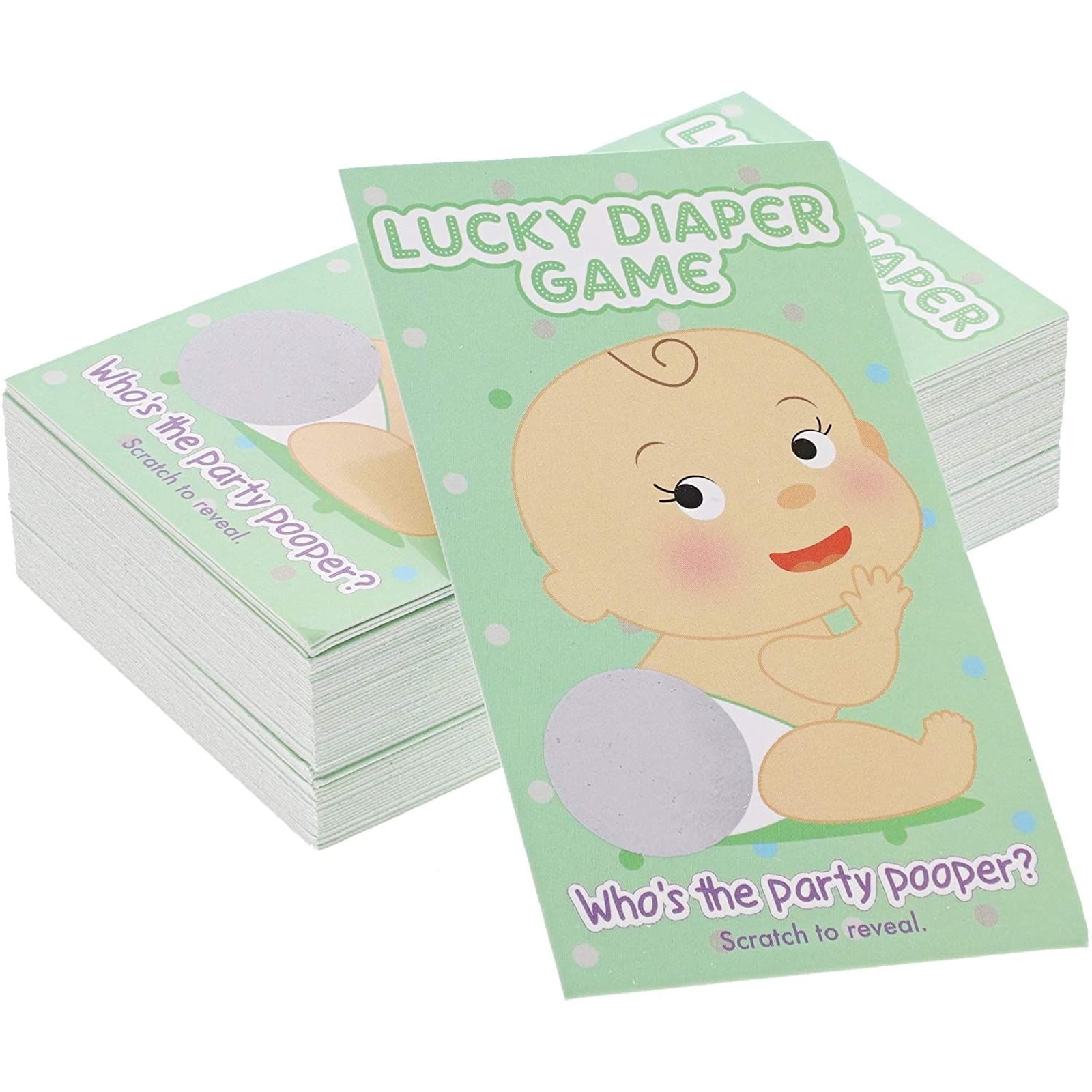 60 Pack Baby Shower Scratch Off Game Cards, Lucky Diaper Game Lottery Raffle Party Supplies for Boys or Girls, Gender Neutral