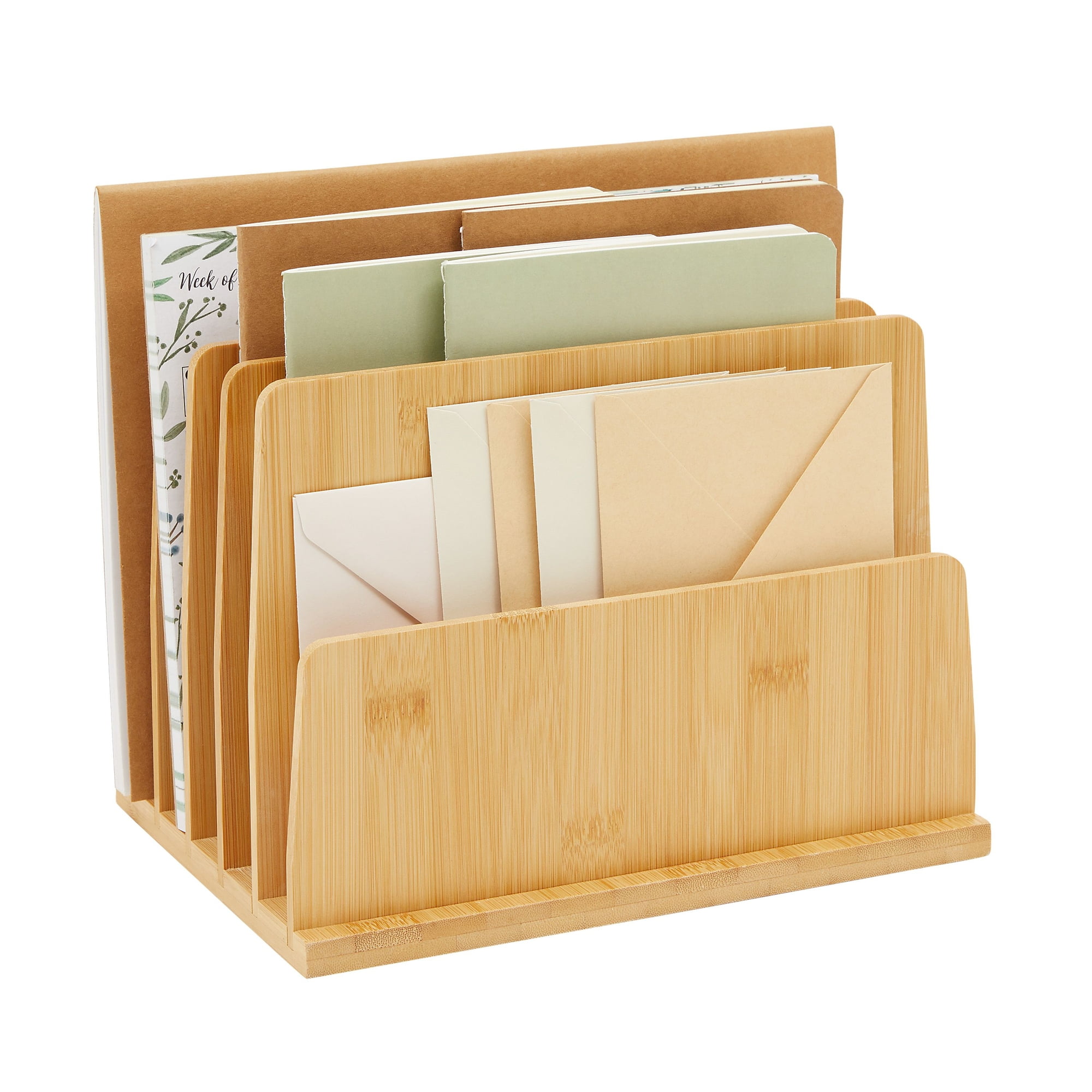 Paper Junkie Bamboo 5-Slot 10 x 7 inches Desk File Organizer, Natural
