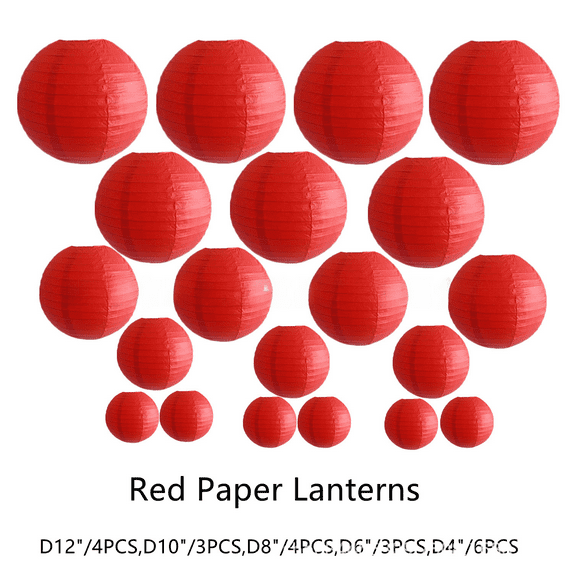 Paper Lantern Cross Border Combination Lantern Colorful Round Foldable Paper Ball Lantern - Red Purple