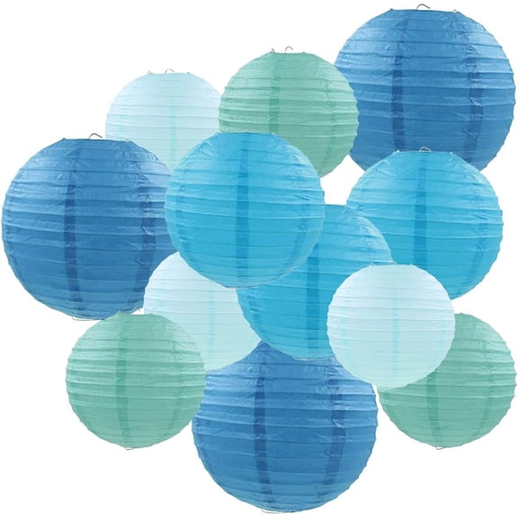 Paper Lanterns 12 Pcs Assorted Size of 6" 8" 10" 12" Chinese Round Paper Hanging Decorations Ball Lanterns Lamps for Home Decorations, Parties, Weddings,Christmas, and Halloween