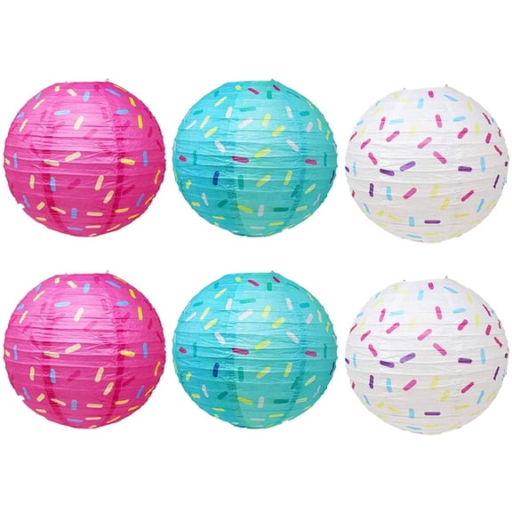 Paper Lanterns, Paper Ice Cream Dount Lantern Floating Lanterns Round Donut 6Pcs 12Inch for Party Decorations
